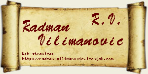 Radman Vilimanović vizit kartica